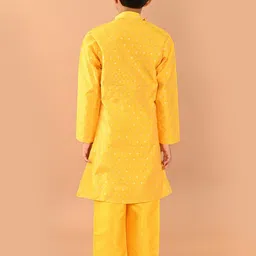LilPicks Boys Ethnic Motifs Woven Design Band Collar Long Sleeve Kurta Set image 3