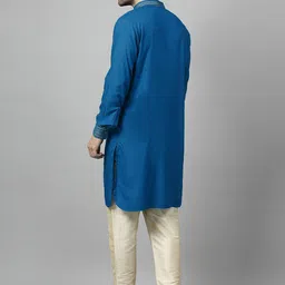 Utsav Fashion Men Yoke Design Regular Sequinned Kurta with Trousers image 2