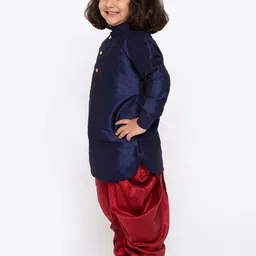 VASTRAMAY Boys Mandarin collar Regular Dupion Silk Kurta with Dhoti Pants image 4