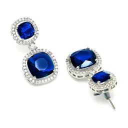 KARATCART Silver Plated Cubic Zirconia Studded Jewellery Set image 5