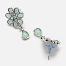 ZENEME Rhodium-Plated Pear Lime AD Studded Necklace with Earrings Jewellery Set image 5