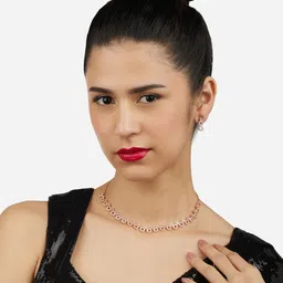 Zaveri Pearls Rose Gold-Plated Cubic Zirconia-Studded Jewellery Set image 5