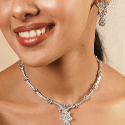 Fida Silver-Plated AD-Studded Jewellery Set-image-17