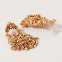 PANASH Gold-Plated Stones-Studded & Beaded Temple Jewellery Set image 4