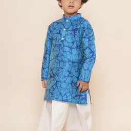 Sethukrishna Boys Mandarin Collar Abstract Printed Kurta with Dhoti Pants image 5