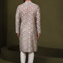 KISAH Mandarin Collar Ethnic Motifs Printed Straight Kurta with Churidar image 5