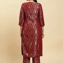 W Festive Floral Print Rayon Kurta With Straight Pant image 5
