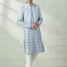 Twamev Embroidered Regular Kurta With Pyjamas image 5
