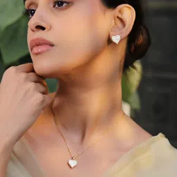 Rubans 18KT Gold Plated Crystal Stones-Studded Heart Shape Jewellery Set image 2