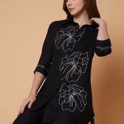 SHOWOFF Floral Embroidered Shirt Collar Tunic & Trouser-picture-9