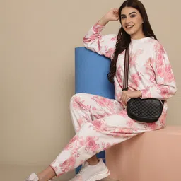 BLANC9 Floral Printed  Round Neck Sweatshirt & Trackpants image 4