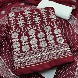 SHADOW & SAINING Floral Embroidered Pure Cotton Unstitched Dress Material-picture-41