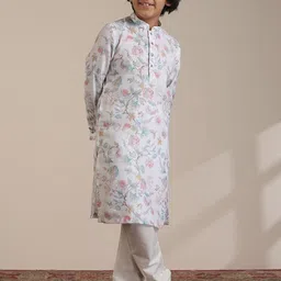 Manyavar Boys Floral Printed Regular Straight Kurta with Pyjamas-picture-33