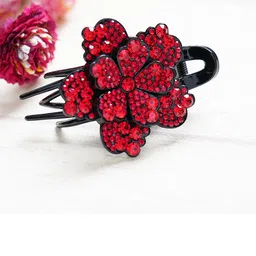 MIZORRI Women Red & Black Embellished Hair Accessory Set of-image-1
