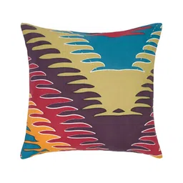 ratan cart TARAN LIVING Purple & Beige 2 Pieces Abstract Printed Cotton Square Cushion Covers image 5