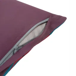 ratan cart TARAN LIVING Purple & Beige 2 Pieces Abstract Printed Cotton Square Cushion Covers image 3