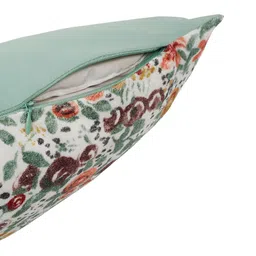 Aura Green & Mustard Set of 2 Floral Velvet Square Cushion Covers image 4