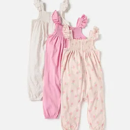 Juniors by Babyshop Infant Girls Pack Of 3 Printed Cotton Rompers-picture-27