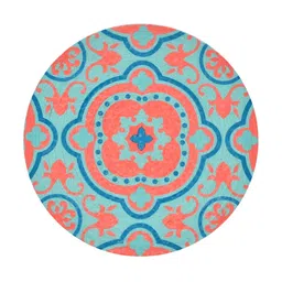 HOMADORN Orange & Blue 4 Pieces Ethnic Motifs Round Table Placemats image 3