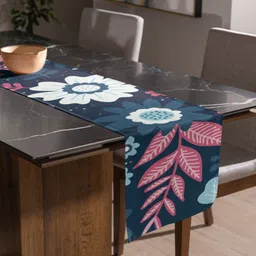 THEYAYACAFE Navy Blue & Maroon 7 Pieces Floral Cotton Table Placemats With Runners image 2