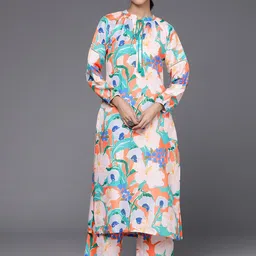 KALINI Floral Printed Mandarin Collar Straight Kurta with Trousers-picture-37