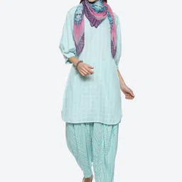 Biba Geometric Printed Kurta With Salwar & Dupatta-picture-16