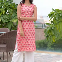 SRFA Round Neck Printed Regular Straight Kurta with Palazzos-picture-12