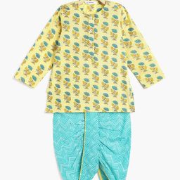 Campana Boys Floral Printed Regular Pure Cotton Kurta with Dhoti Pants-picture-19