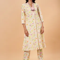 Marigold Lane Floral Printed Pure Cotton Kurta with Trousers-image-53