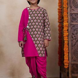 pspeaches Boys Floral Printed Long Sleeves Straight Kurta With Dhoti Pants-picture-12
