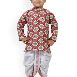 BAESD Boys Ethnic Motifs Printed Regular Kurta With Dhoti Pants-picture-35