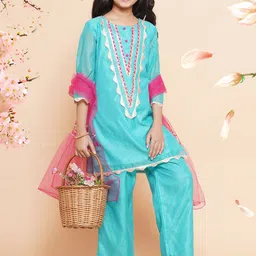 Modish Couture Gotta Patti Chanderi Cotton Kurta with Palazzos & Dupatta-picture-38