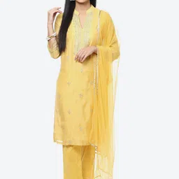 Biba Ethnic Motifs Embroidered Thread Work Kurta with Trousers & With Dupatta-picture-36