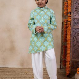 pspeaches Boys Mandarin collar Floral Printed Regular Kurta with Salwar-picture-24