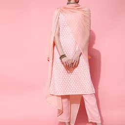 indo street Floral Embroidered Shoulder Straps Kurta with Trousers & Dupatta-picture-34