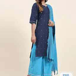 KALINI Ethnic Motifs Embroidered Straight Kurta With Palazzos & Dupatta-picture-26