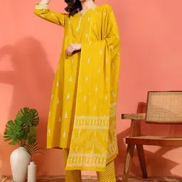 IKRASS Floral Printed V Neck Sequinnce Work Kurta With Trousers &Dupatta-picture-10