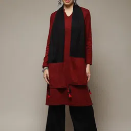 Rangriti Chevron Woven Design Straight Kurta With Palazzos & Dupatta-picture-40