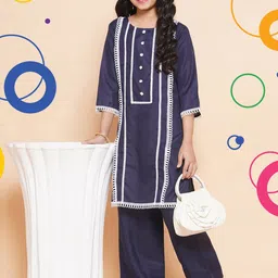 Modish Couture Girls Embroidered Thread Work Pure Cotton Straight Kurta With Palazzos-picture-39