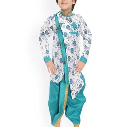 BAESD Boys Floral Printed Layered Straight Kurta with Dhoti Pants-picture-33