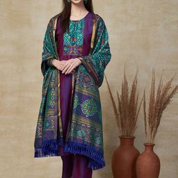 FASHOR Women Ethnic Motifs Printed Regular Sequinned Kurta with Trousers & With Dupatta-picture-44