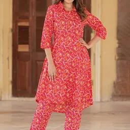 MATTLOOK Women Floral Printed Regular Kurta with Trousers-picture-37