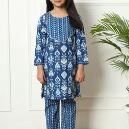 Readiprint Fashions Girls Printed Gotta Patti Pure Cotton Kurti with Trouser-image-71