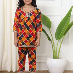 Readiprint Fashions Girls Geometric Printed Empire Gotta Patti Kurti With Trousers-picture-43