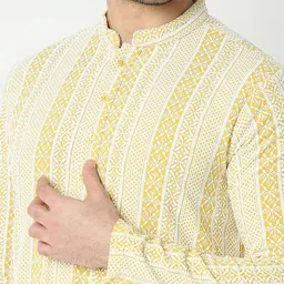 Ethnicity Men Floral Embroidered Regular Thread Work Kurta with Pyjamas image 4