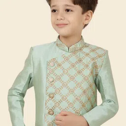 Ethniks Neu-Ron Boys Embroidered Band Collar Long Sleeves Kurta with Dhoti Pants image 3