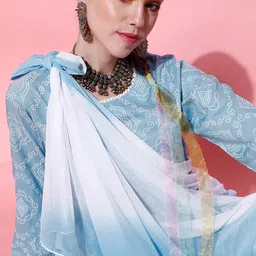 indo street Women Bandhani Printed Kurti & Sharara With Dupatta image 3