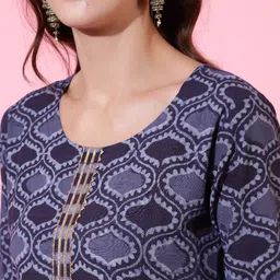 GLAM ROOTS Ethnic Motifs Printed Tiered Anarkali Kurta with Pyjamas & With Dupatta image 5