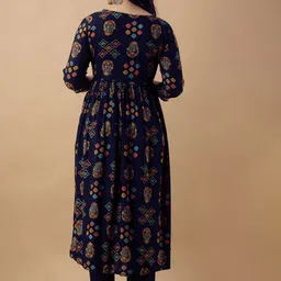 Anushansa Ethnic Motifs Printed Sequinned Anarkali Kurta With Trousers And Dupatta image 5