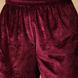 KALINI V-Neck Velvet Kurta with Trousers image 3
